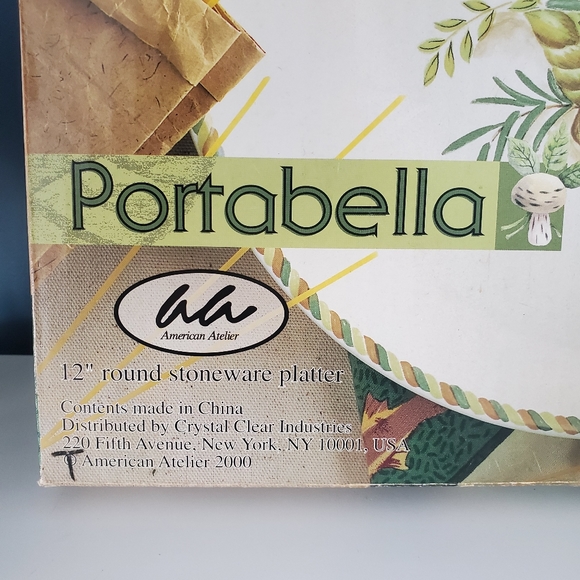 12 Inch Stoneware Platter Plate Portabella Mushroom American Atelier - Picture 6 of 7